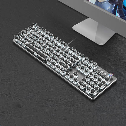 Mechanical keyboard with retro design on a dark surface