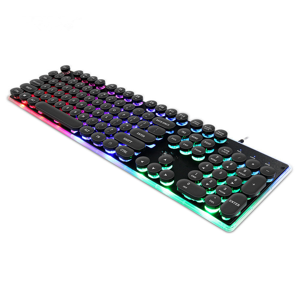 Floating Round Cap Luminous Gaming Keyboard – Retro RGB USB Keyboard 