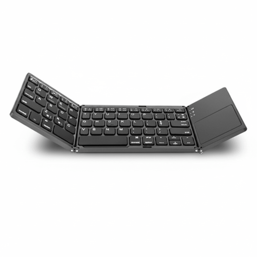 Black foldable keyboard on a white background