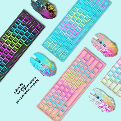 Colorful keyboards and mice on a light blue background