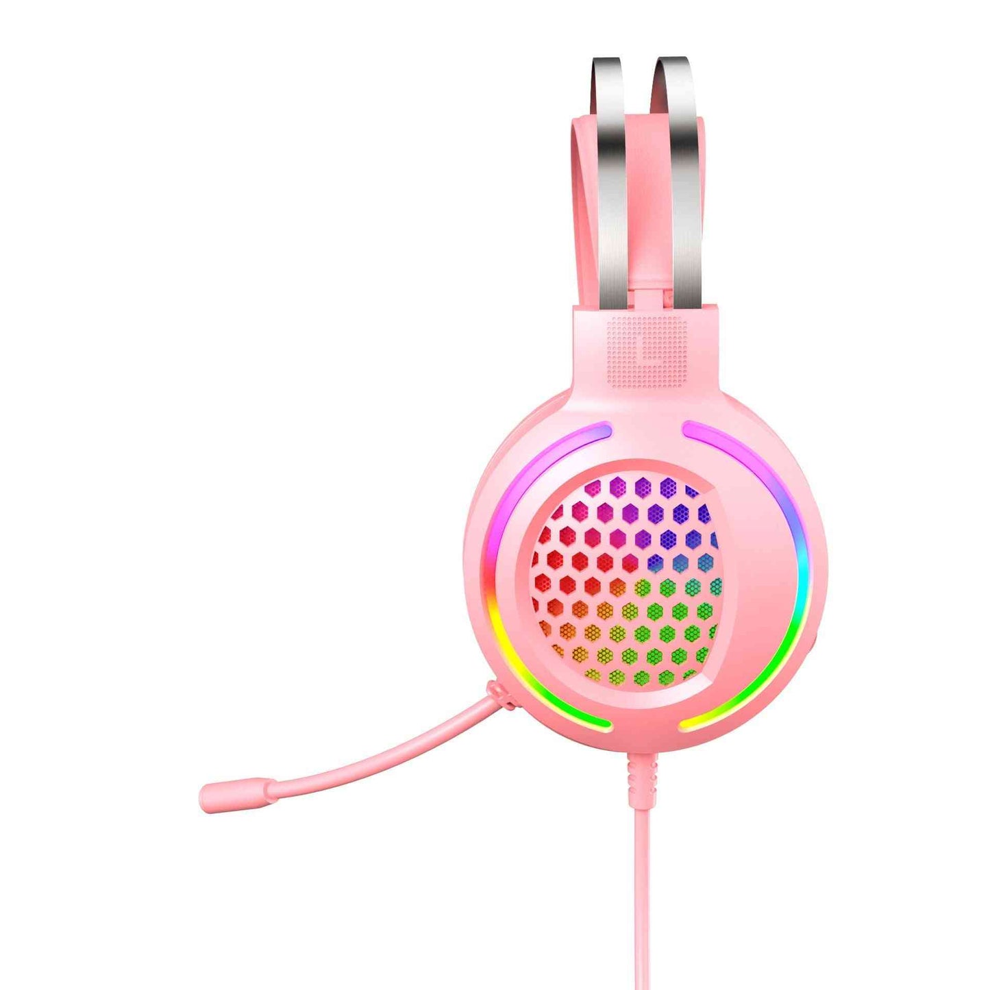 H500 Holloway RGB Gaming Headset with colorful LED lights on a white background