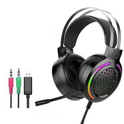 H500 Holloway RGB Gaming Headset with RGB lighting and USB cable on a white background
