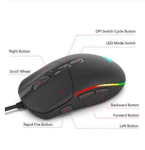High-Performance Wired Gaming Mouse – 5000 DPI, 9 Programmable Buttons, USB