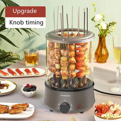 Hot dog and skewer grill on a table with food and drinks, featuring the brand 'LIEBENIC'.