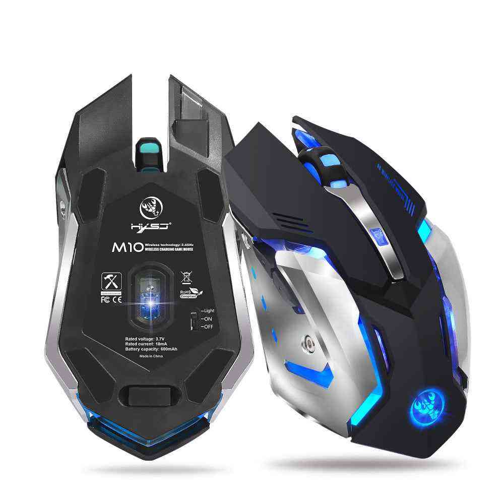 Gaming mouse with blue accents on a white background