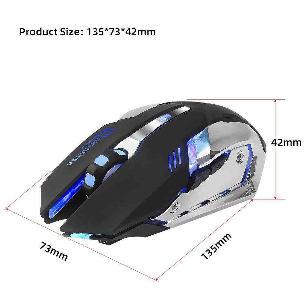 Gaming mouse with dimensions on a white background