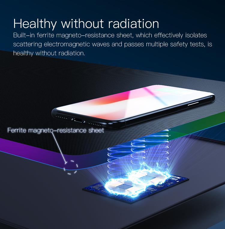 Smartphone with a ferrite magneto-resistance sheet on a dark background