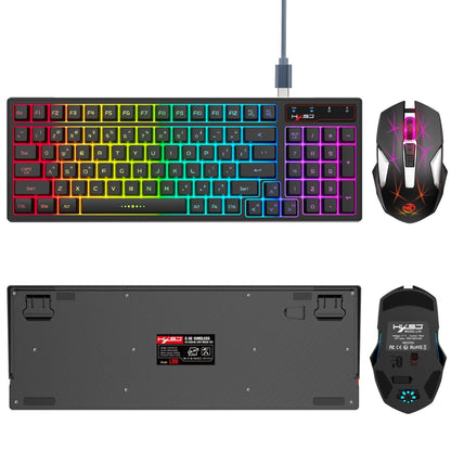 Gaming keyboard and mouse set with RGB lighting on a white background