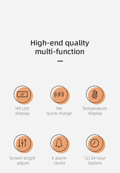 High-end quality multi-function device with icons and text on a white background