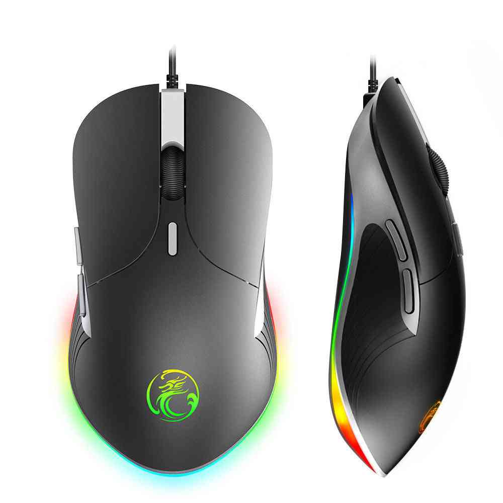 Two gaming mice with RGB lighting on a white background