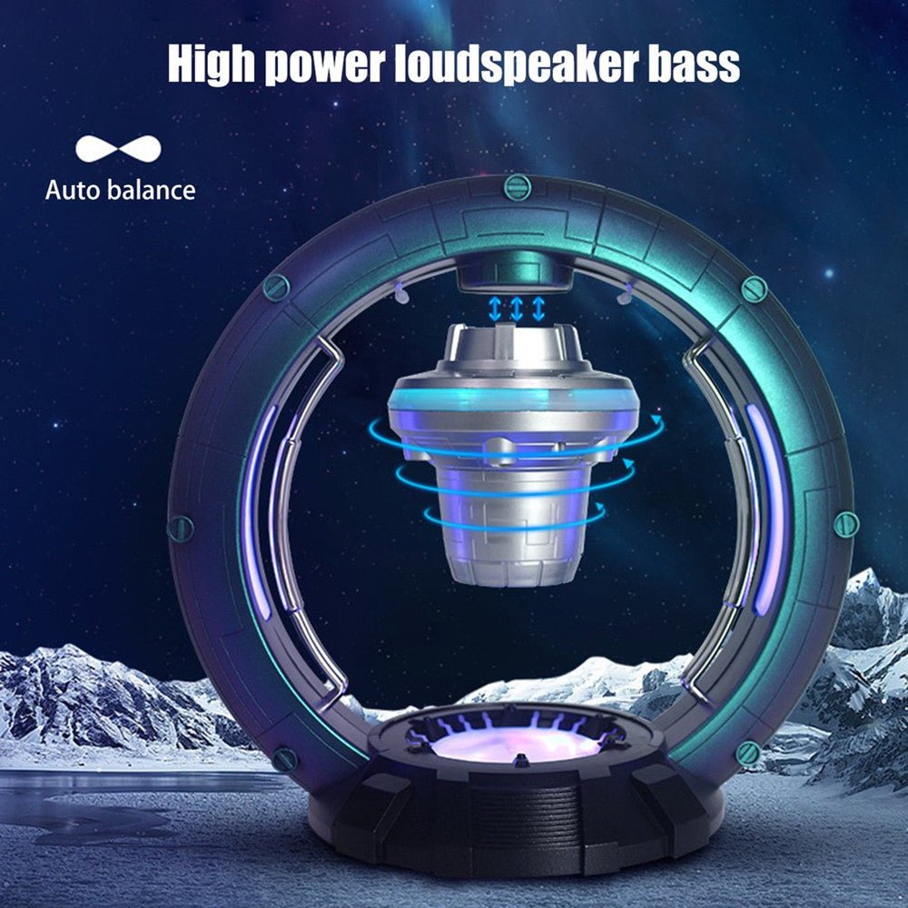 High power loudspeaker with futuristic design on a mountainous landscape background
