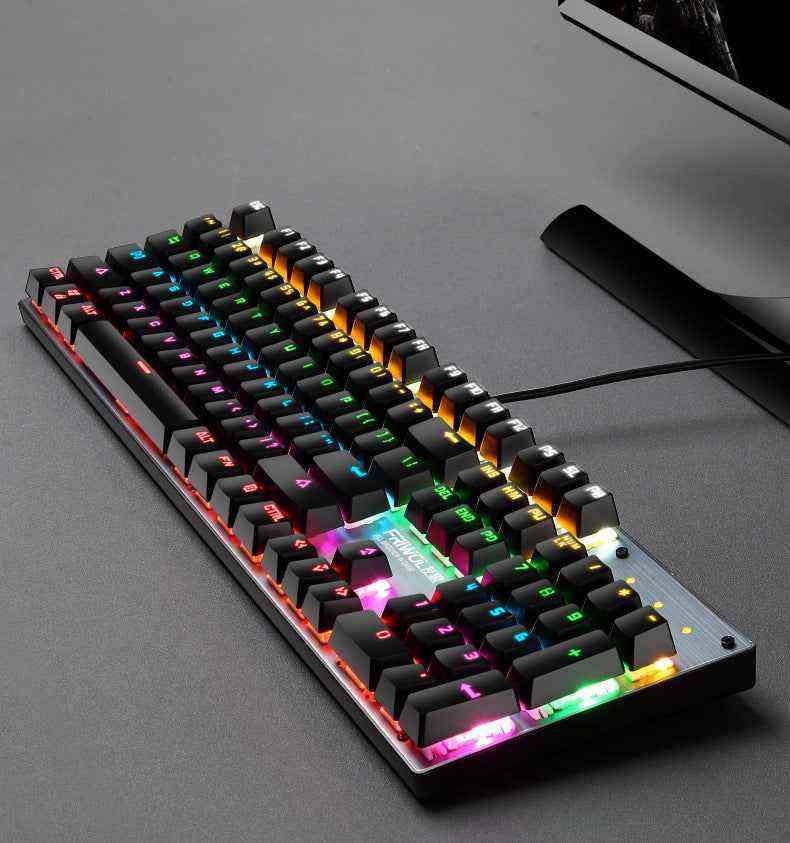 Mechanical Waterproof Gaming Keyboard with RGB lighting on a gray surface