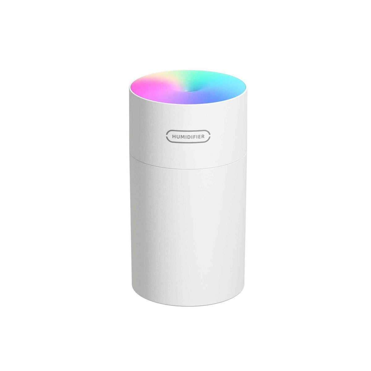 White humidifier with colorful light on a white background