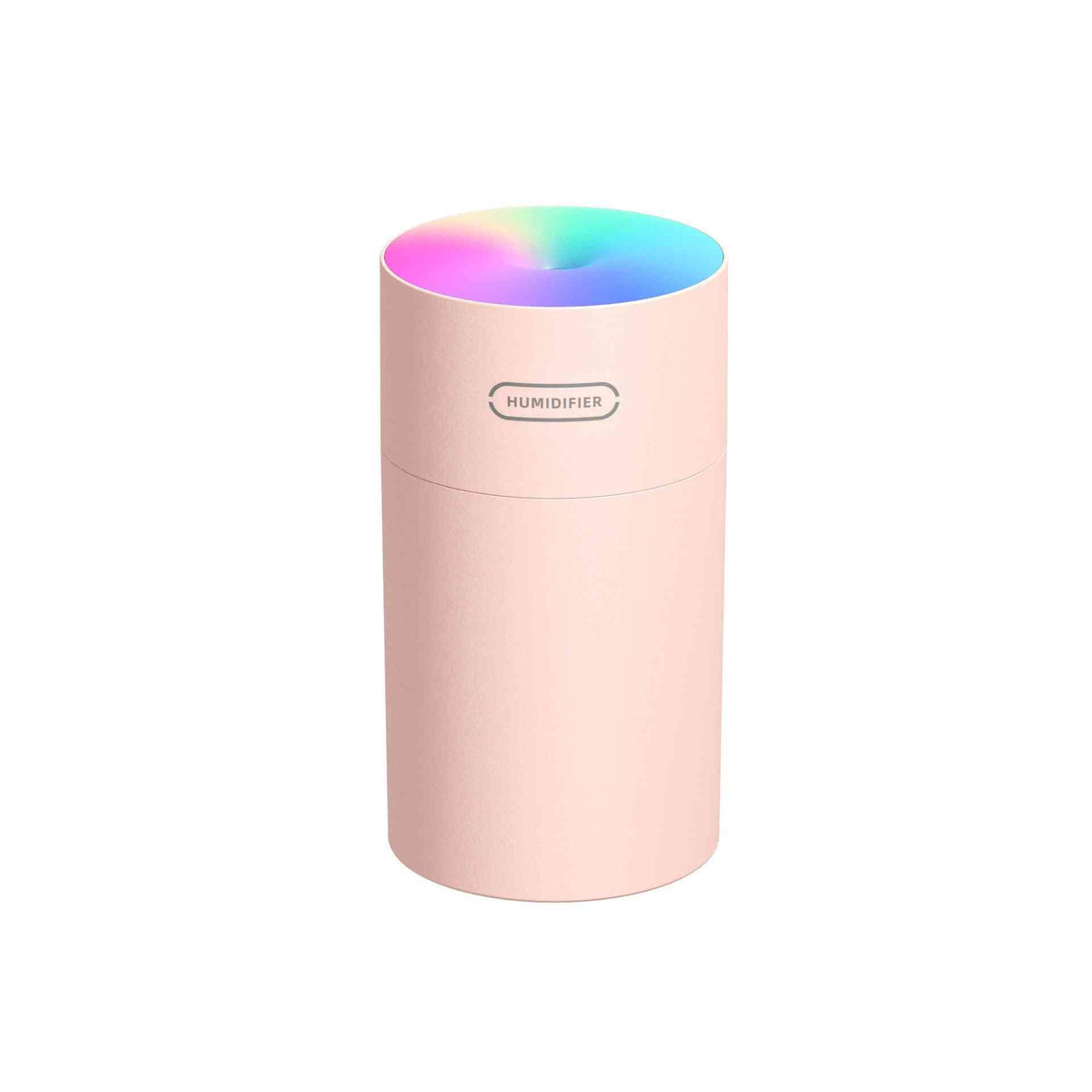 Pink humidifier with colorful light on a white background