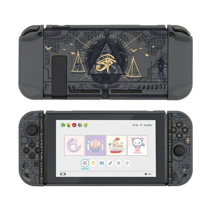 Gaming console with Egyptian-themed design on top and home screen on bottom