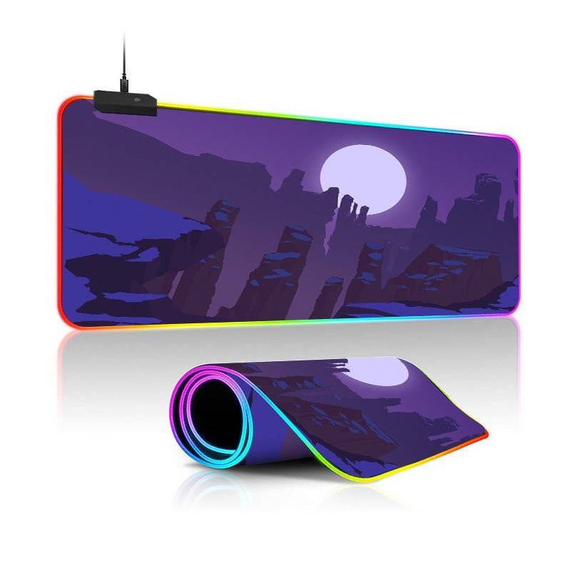 Oversized RGB Luminous Mouse Pad – Landscape Design, Non-Slip, Gaming Desk Mat - TechTronic