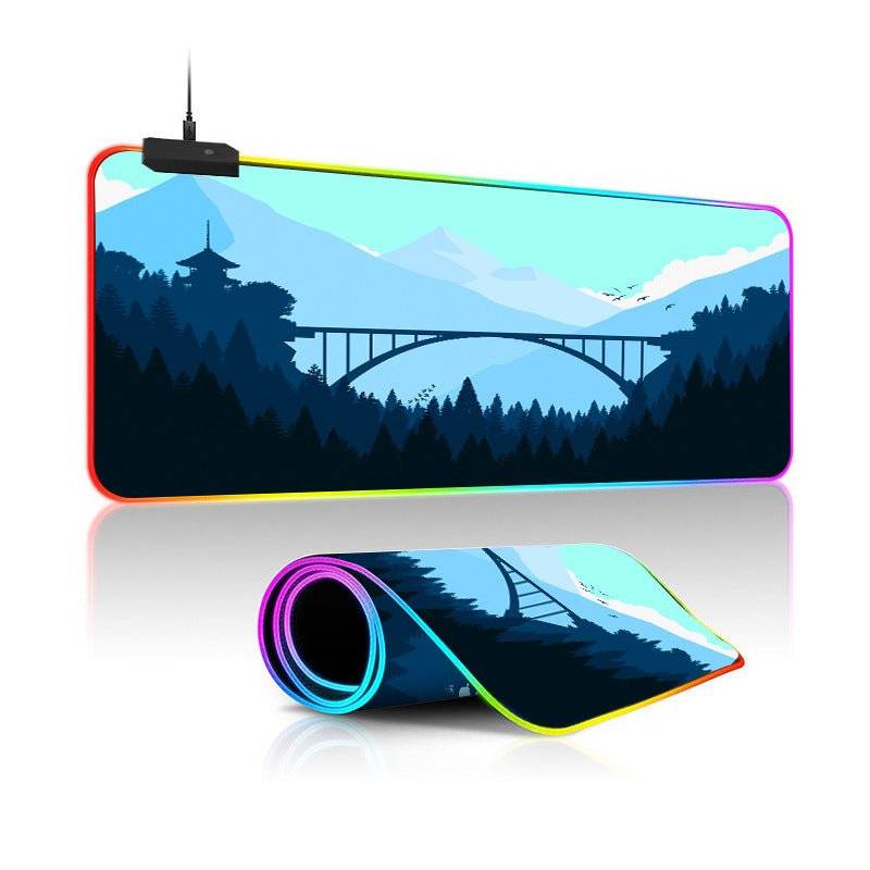 Oversized RGB Luminous Mouse Pad – Landscape Design, Non-Slip, Gaming Desk Mat - TechTronic