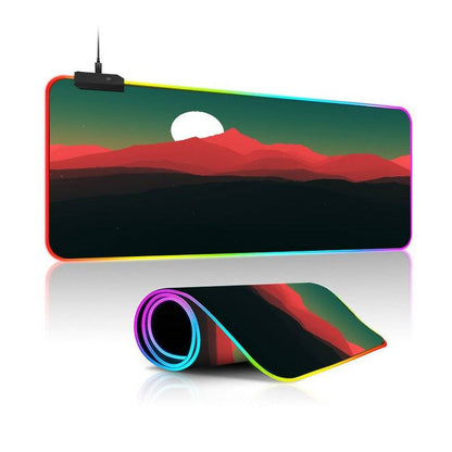 Oversized RGB Luminous Mouse Pad – Landscape Design, Non-Slip, Gaming Desk Mat - TechTronic