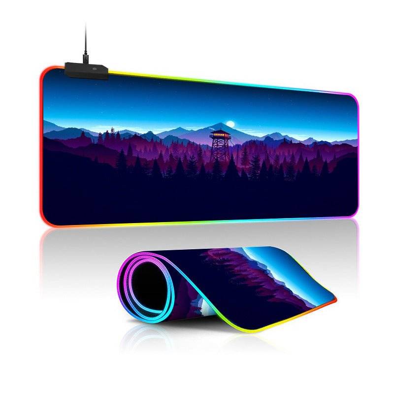 Oversized RGB Luminous Mouse Pad – Landscape Design, Non-Slip, Gaming Desk Mat - TechTronic