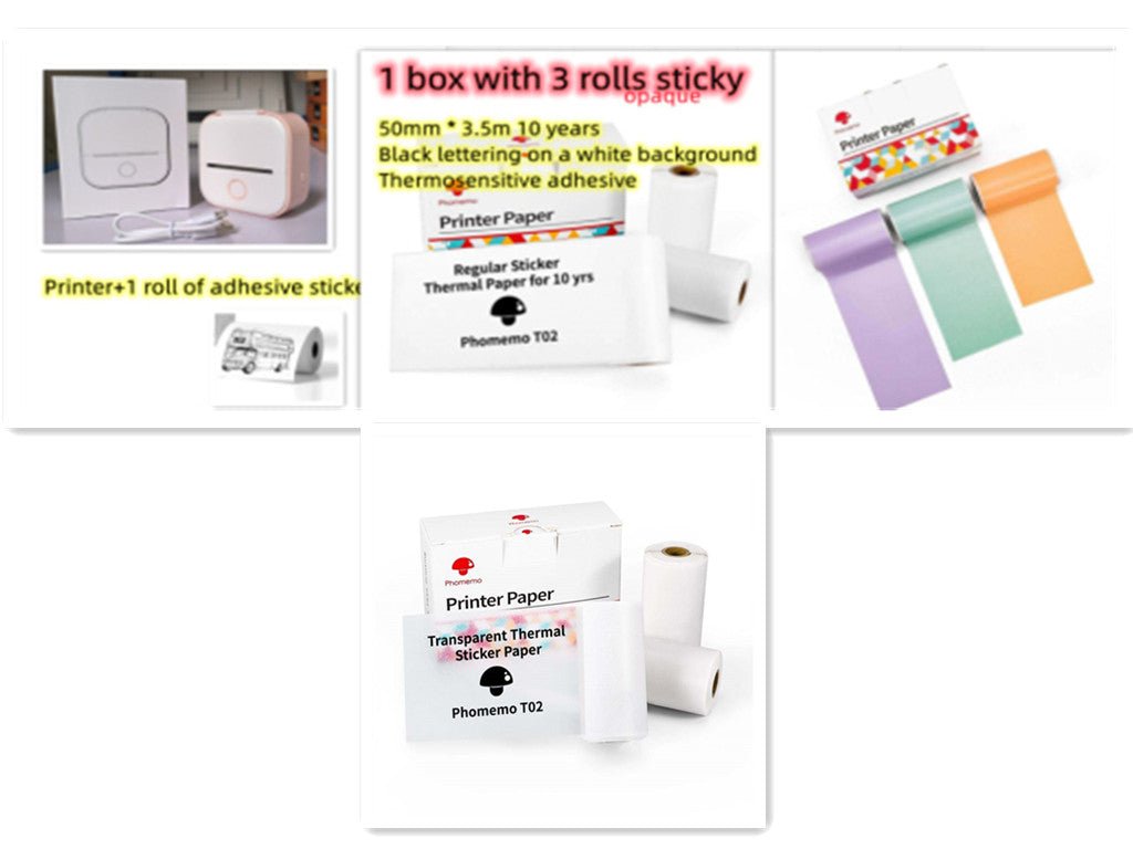 Portable Mini Thermal Label Printer Home Photo Printer Student Wrong Question Printer Bluetooth - compatible Mini Label Printer Price Tag - TechTronic