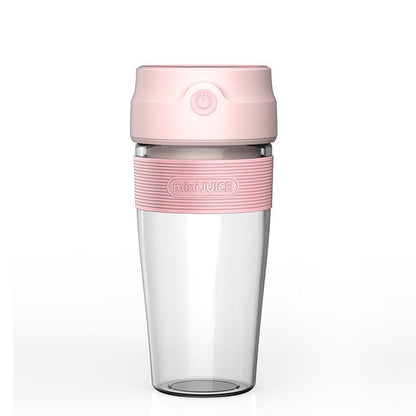 Clear tumbler with pink lid and band on a white background