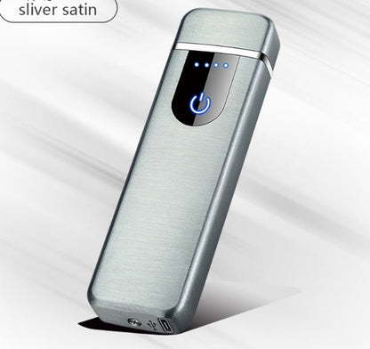 Silver satin lighter on a white background