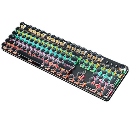 🎹 Retro Punk Electroplated Knob Luminous Mechanical Keyboard – Vintage RGB Design ✨ - TechTronic