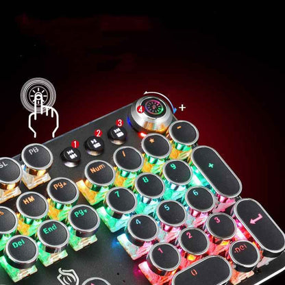 🎹 Retro Punk Electroplated Knob Luminous Mechanical Keyboard – Vintage RGB Design ✨ - TechTronic