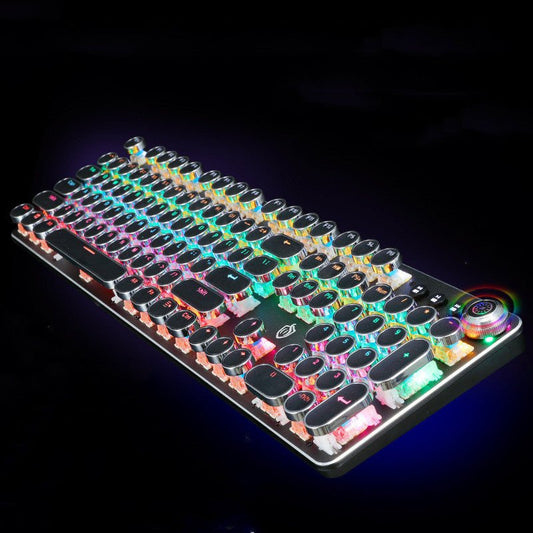 Retro Punk Electroplated Knob Luminous Mechanical Keyboard - TechTronic