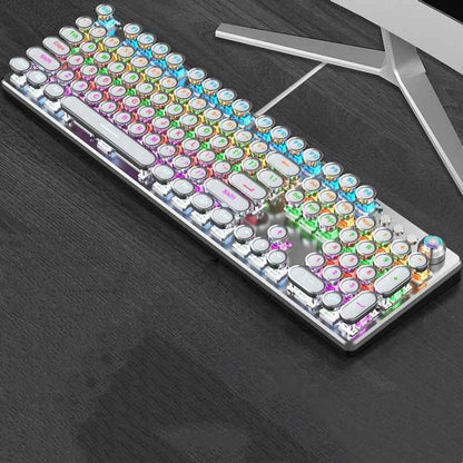 🎹 Retro Punk Electroplated Knob Luminous Mechanical Keyboard – Vintage RGB Design ✨ - TechTronic