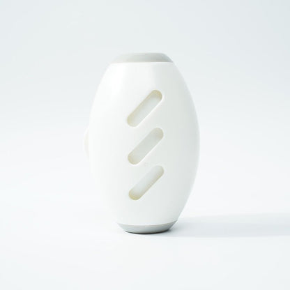 White clint roller with geometric design on a white background