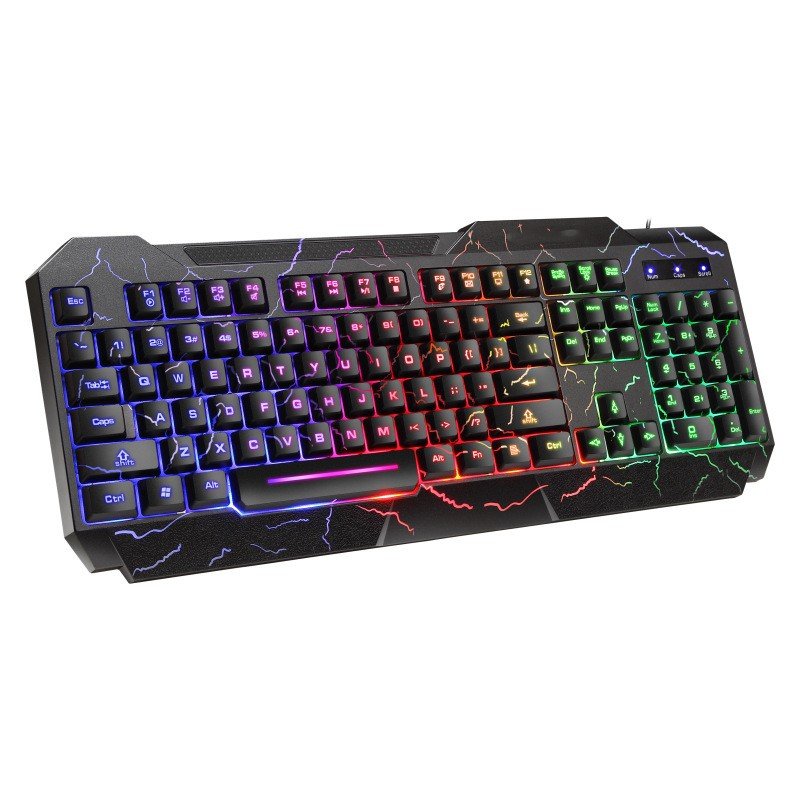 Gaming keyboard with colorful backlighting on a white background