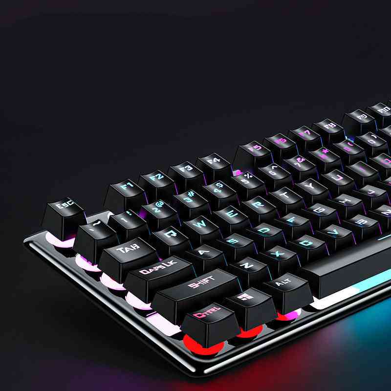 Gaming keyboard with RGB lighting on a dark background
