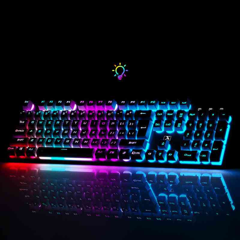 Gaming keyboard with RGB lighting on a black background