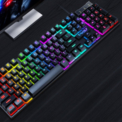 Mechanical keyboard with RGB lighting on a dark surface