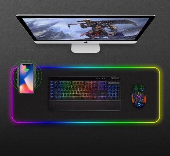 RGB Glowing Wireless Charger Mouse Pad – USB Hub, Non-Slip Gaming Desk Mat - TechTronic