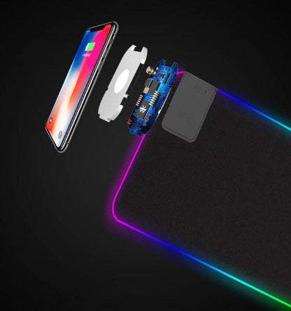 RGB Glowing Wireless Charger Mouse Pad – USB Hub, Non-Slip Gaming Desk Mat - TechTronic
