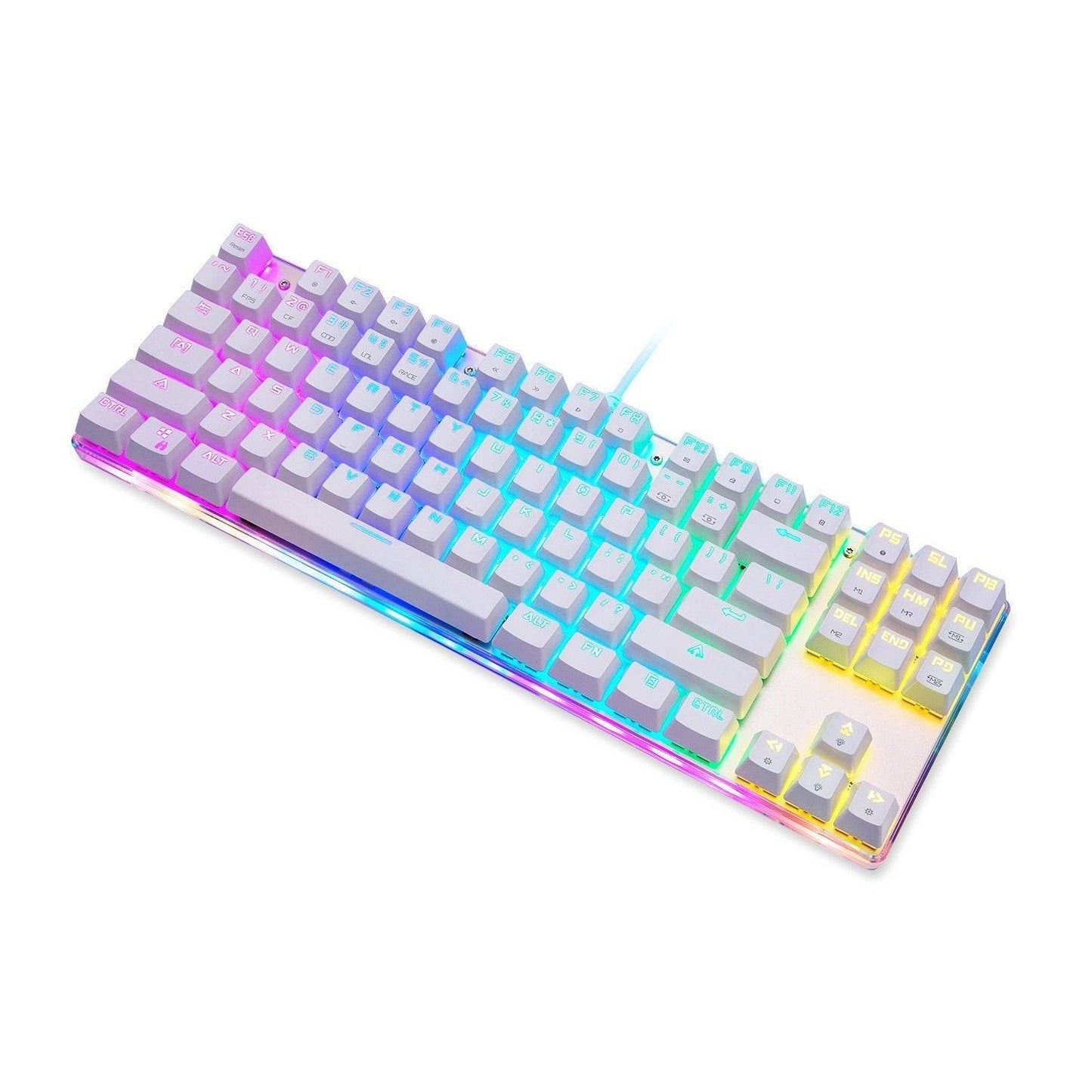 RGB Mechanical Keyboard with Transparent Bottom Cover – 87 Keys, Wired USB, White Green/Red Switches - TechTronic