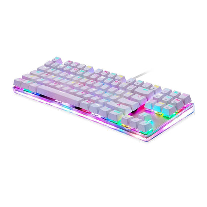 RGB Mechanical Keyboard with Transparent Bottom Cover – 87 Keys, Wired USB, White Green/Red Switches - TechTronic