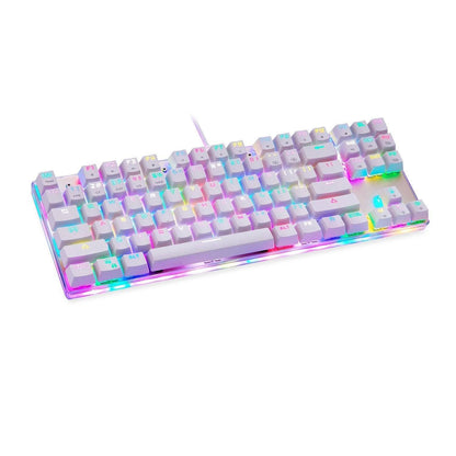 RGB Mechanical Keyboard with Transparent Bottom Cover – 87 Keys, Wired USB, White Green/Red Switches - TechTronic