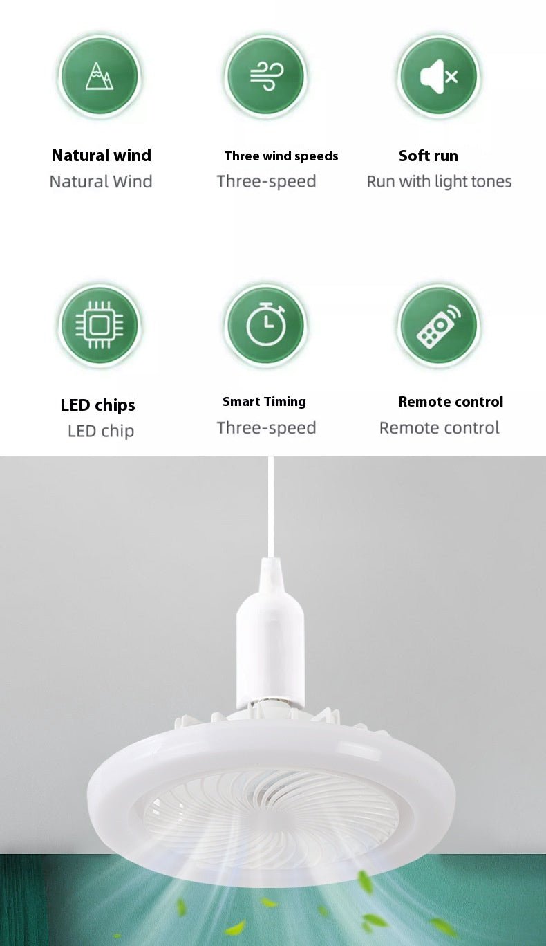 Light fixture with features listed on a white background