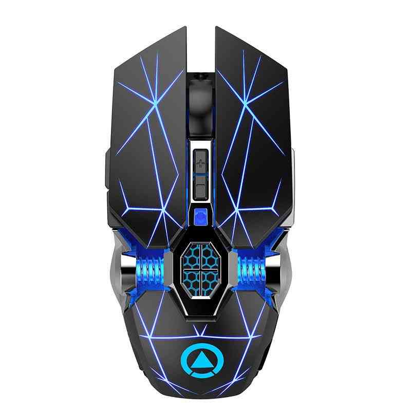 Gaming mouse with blue LED lights on a white background