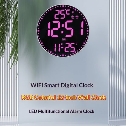 WIFI Smart Digital Clock with RGB display on a light gray background
