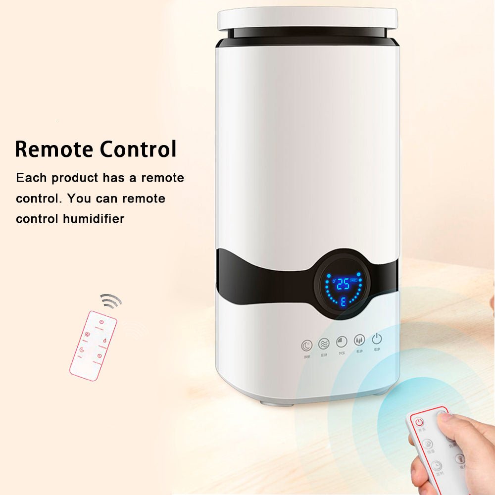 Humidifier with remote control on a beige background