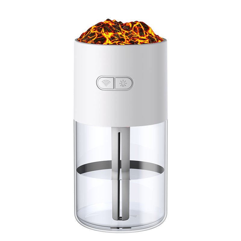 White lamp with lava-like top on a white background