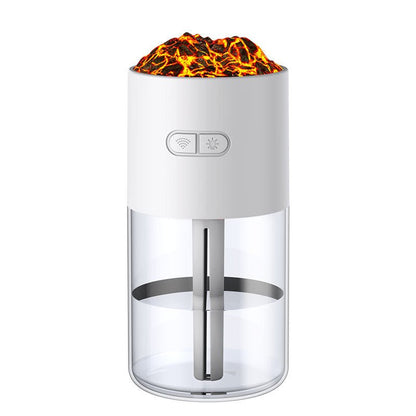 White lamp with lava-like top on a white background