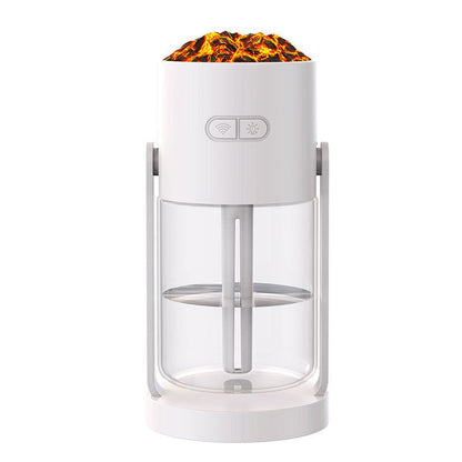 White electronic device with flame-like top on a white background