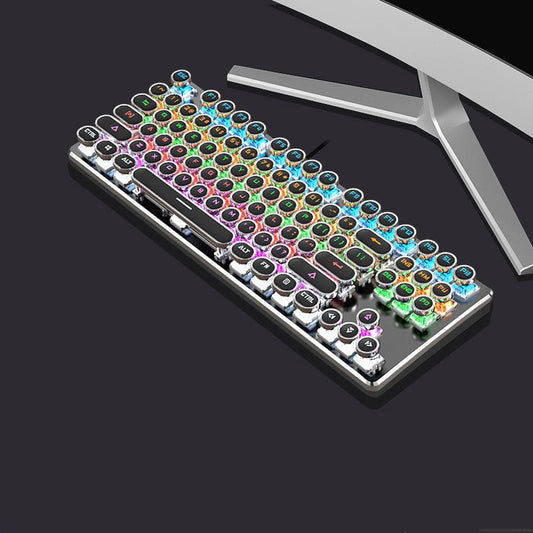 Steampunk Mechanical Keyboard & Mouse Set – 87-Key Wired, Retro Metal Design with Gaming Options - TechTronic