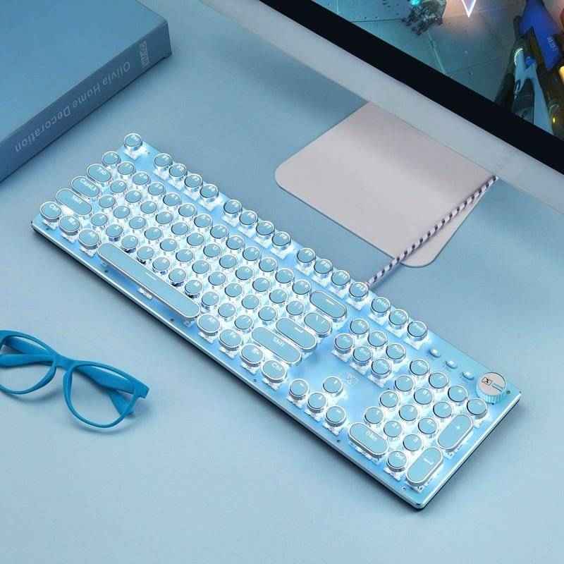 🎩 Steampunk Style Typewriter Keycaps – Retro Punk Electroplated ABS Set - TechTronic