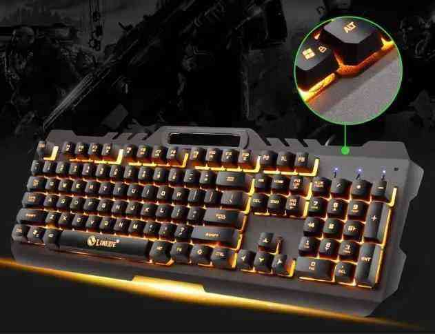 Gaming keyboard with RGB lighting on a dark background